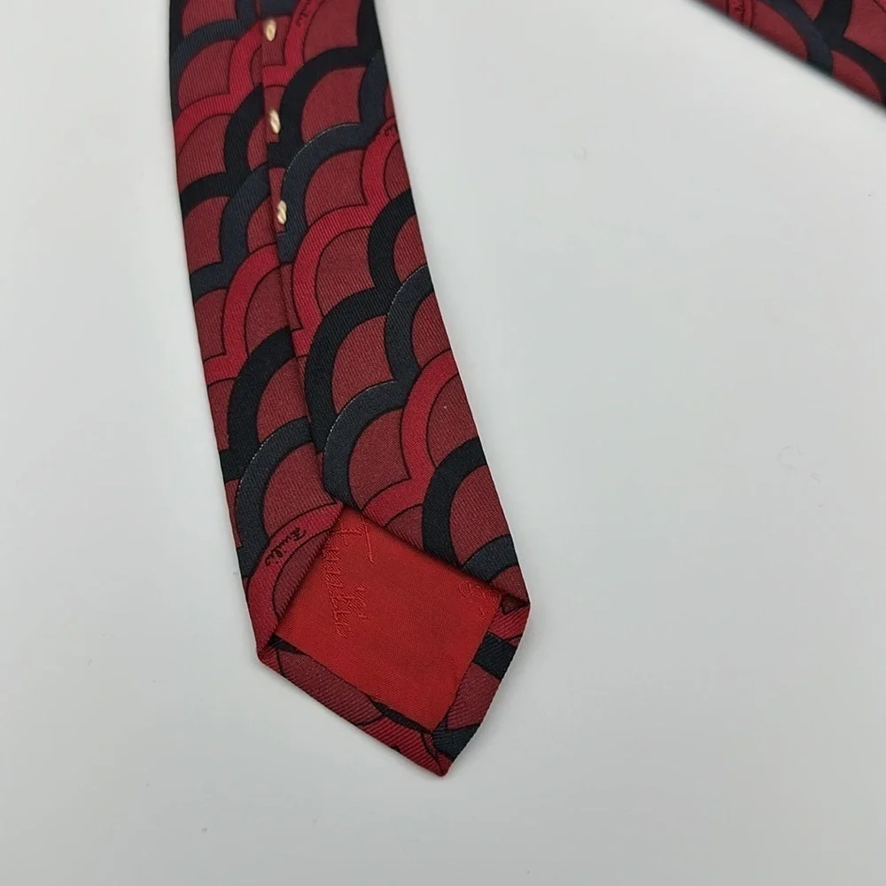 Emilio Pucci Vintage Tie Red Black 56” Long